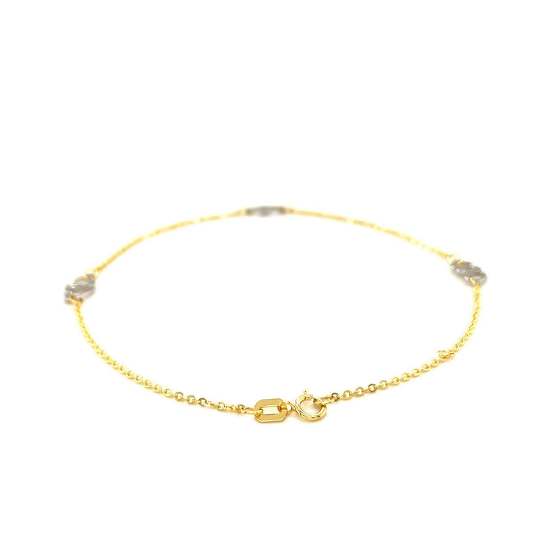 Bids.com 14k Two Tone Gold Entwined Heart Stationed Anklet Accessories White Smoke 10 / Two-Tone Gold