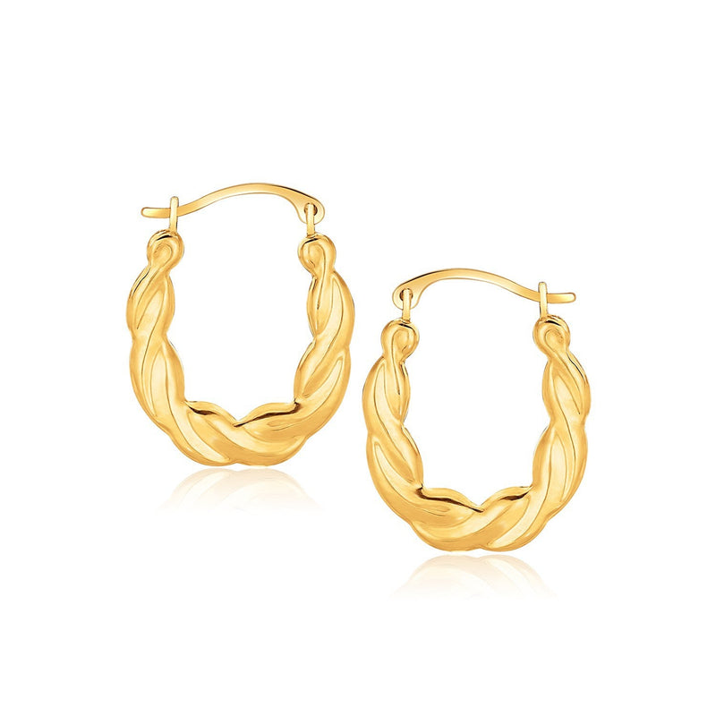 Bids.com 10k Yellow Gold Oval Twist Hoop Earrings Earrings White Smoke Yellow Gold