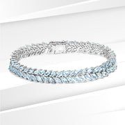 Bids.com 15.04 Carat Genuine Blue Topaz .925 Sterling Silver Bracelet Bracelets White Smoke size 7.00