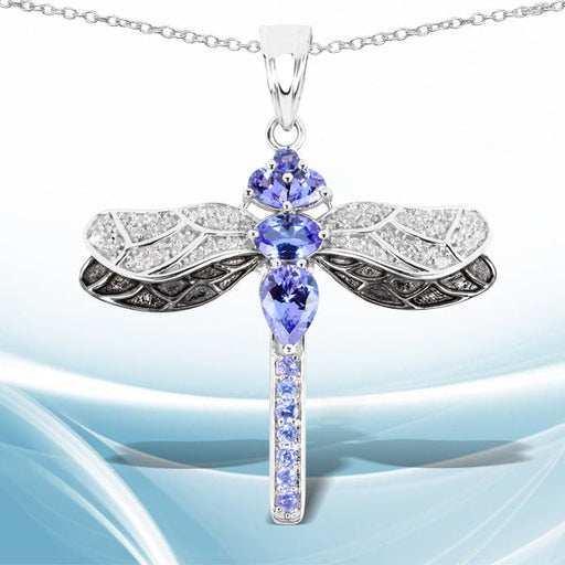 Bids.com 1.93 Carat Genuine Tanzanite and White Topaz .925 Sterling Silver Pendant Pendants White Smoke
