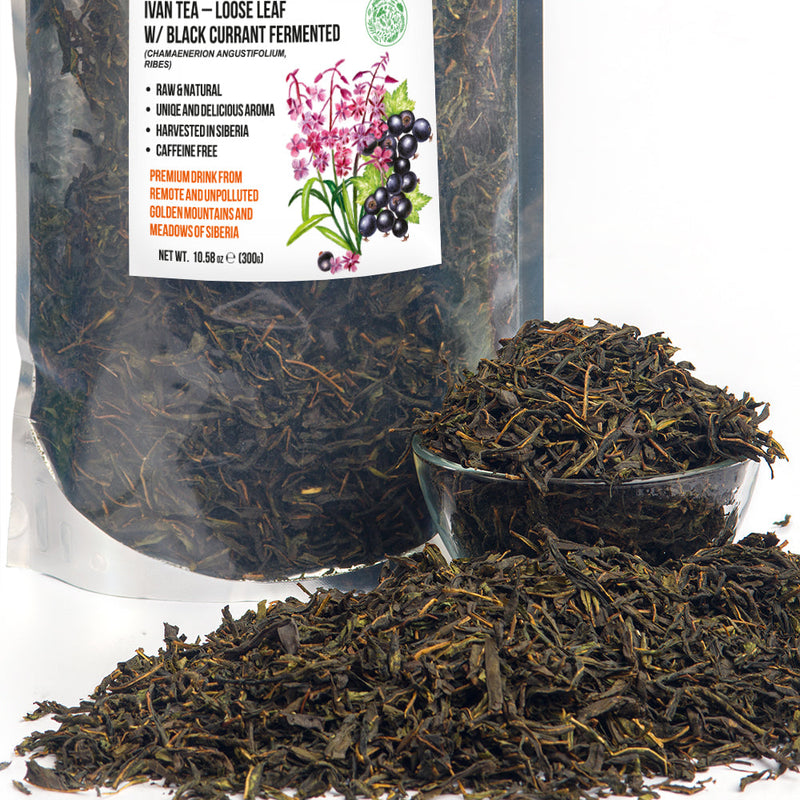 SiberianGreen.com Siberian Green Fermented Ivan Tea with Black Currant Leaves – 300g Tea & Infusions White Smoke
