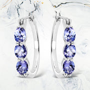 Bids.com 1.99 Carat Genuine Tanzanite and White Diamond .925 Sterling Silver Earrings Earrings White Smoke