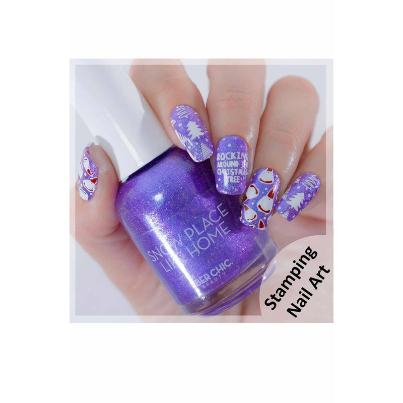UberChic Beauty Happy Christmas, (Christmas-04) Stamping Plate Dark Gray
