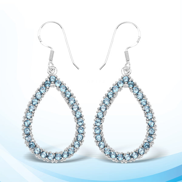 Bids.com 4.32 Carat Genuine London Blue Topaz .925 Sterling Silver Earrings Earrings White Smoke