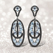Bids.com 13.80 Carat Genuine Blue Topaz and Black Spinel .925 Sterling Silver Earrings Earrings Lavender