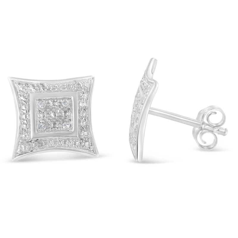Bids.com .925 Sterling Silver Diamond Accented 4-Stone Four Pointed Star Shaped Halo-Style Stud Earrings (H-I Color, I2-I3 Clarity) Earrings White Smoke Rose.Sterling Silver / 0.04,White.Sterling Silver / 0.04