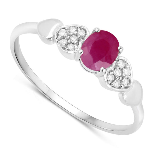 Bids.com 0.36 Carat Genuine Ruby and White Diamond 14K White Gold Ring Rings White Smoke size 5.00,size 6.00,size 7.00,size 8.00,size 9.00