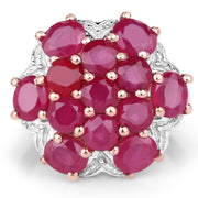 Bids.com 14K Rose Gold Plated 4.52 Carat Genuine Glass Filled Ruby .925 Sterling Silver Ring Rings White Smoke size 7.00,size 8.00,size 6.00