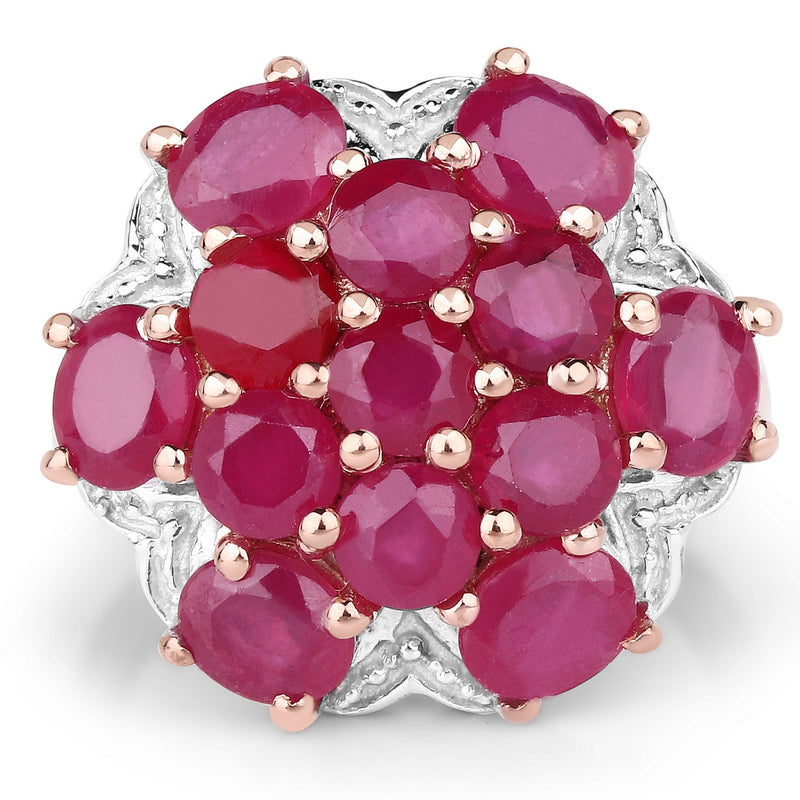 Bids.com 14K Rose Gold Plated 4.52 Carat Genuine Glass Filled Ruby .925 Sterling Silver Ring Rings White Smoke size 7.00,size 8.00,size 6.00