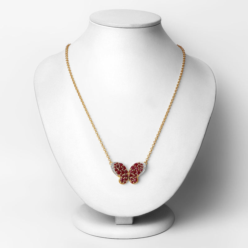 Bids.com 4.15 Carat Genuine Ruby and White Zircon .925 Sterling Silver Pendant Pendants Lavender