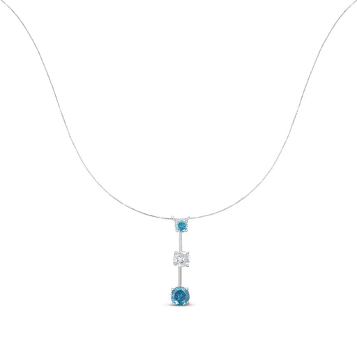 Bids.com 14K White Gold 1 1/2 cttw White and Treated Blue Diamond Pendant Necklace (H-I, I1-I2) Necklaces White Smoke White.Gold / 18