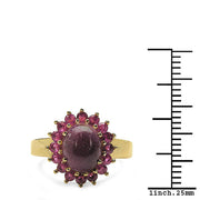 Bids.com 14K Yellow Gold Plated 5.07 Carat Genuine Ruby .925 Sterling Silver Ring Rings White Smoke size 6.00,size 7.00,size 8.00,size 9.00