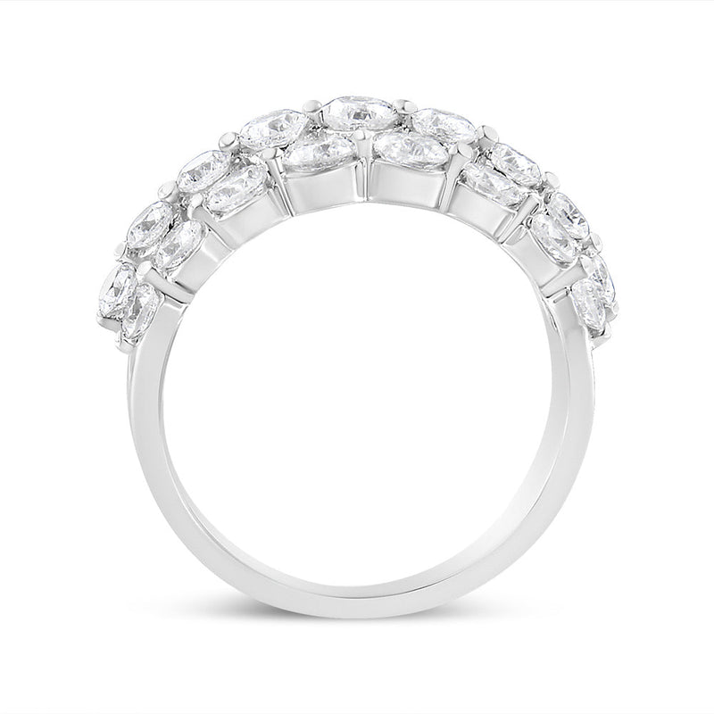 Bids.com 10K White Gold 2 1/2 Cttw Round Natural Diamond 3 Row Band Ring (I-J Color, I1-I2 Clarity) - Ring Size 7 Rings White Smoke 9 / White.Gold,6 / White.Gold,8 / White.Gold,7 / White.Gold