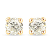 Bids.com 1.01 Carat Genuine LB Diamond 14K Yellow Gold Earrings Earrings White Smoke