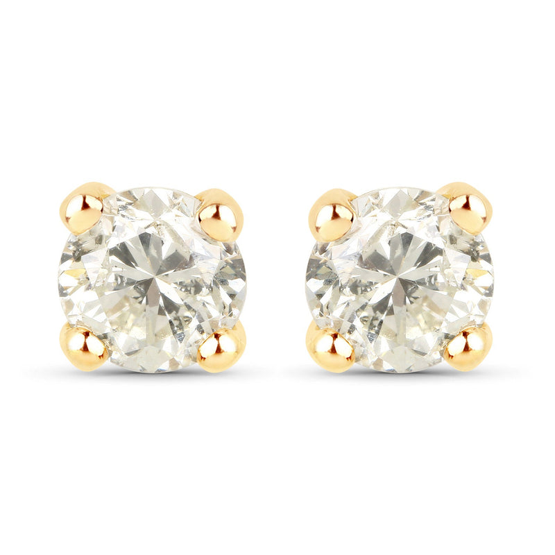 Bids.com 1.01 Carat Genuine LB Diamond 14K Yellow Gold Earrings Earrings White Smoke