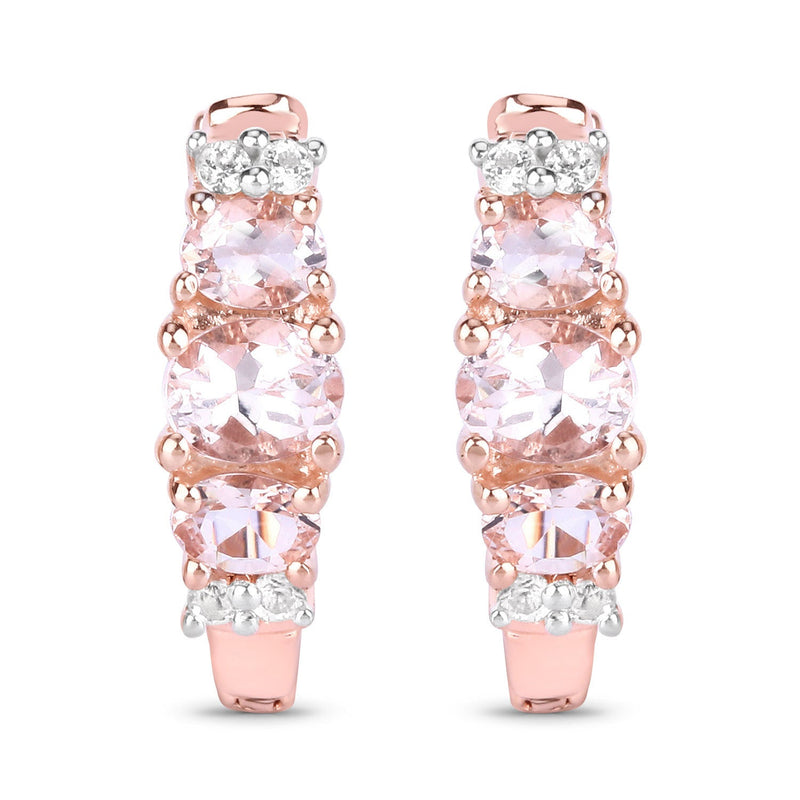 Bids.com 1.32 Carat Genuine Morganite and White Topaz .925 Sterling Silver Earrings Earrings White Smoke