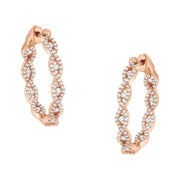 Bids.com 10K Rose Gold Diamond Hoop Earring (1 cttw, H-I Color, I1-I2 Clarity) Earrings White Smoke Rose.Gold / 1.1