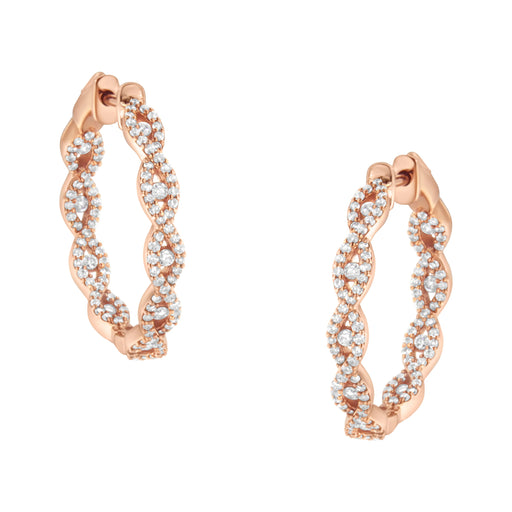 Bids.com 10K Rose Gold Diamond Hoop Earring (1 cttw, H-I Color, I1-I2 Clarity) Earrings White Smoke Rose.Gold / 1.1