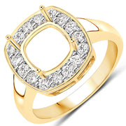 Bids.com 0.48 Carat Genuine White Diamond 14K Yellow Gold Semi Mount Ring - holds 8x8mm Cushion Gemstone Rings White Smoke size 7.00,size 6.00,size 8.00