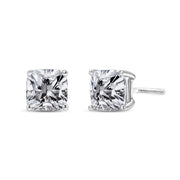 Bids.com 14K White Gold 1 1/2 Cttw Clarity Enhanced Princess Cut Diamond Solitaire Stud Earrings (I-J Color, I1-I2 Clarity) Earrings White Smoke White.Gold / 1.5