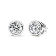 Bids.com 14K White Gold 1.0 Cttw Lab Grown Diamond Screw-Back Classic Bezel Solitaire Stud Earrings (G-H Color, VS2-SI1 Clarity) Earrings White Smoke White.Gold / 2,Yellow.Gold / 1
