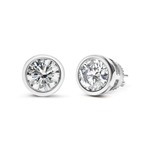 Bids.com 14K White Gold 1.0 Cttw Lab Grown Diamond Screw-Back Classic Bezel Solitaire Stud Earrings (G-H Color, VS2-SI1 Clarity) Earrings White Smoke White.Gold / 2,Yellow.Gold / 1