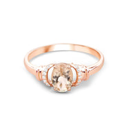 Bids.com 0.75 Carat Genuine Morganite and White Diamond 14K Rose Gold Ring Rings White Smoke size 7.00,size 5.00,size 6.00,size 8.00,size 9.00,size 7.50
