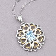 Bids.com 2.60 Carat Genuine Blue Topaz .925 Sterling Silver Pendant Pendants Gray size 18.00