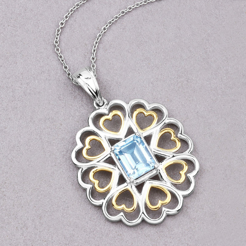 Bids.com 2.60 Carat Genuine Blue Topaz .925 Sterling Silver Pendant Pendants Gray size 18.00