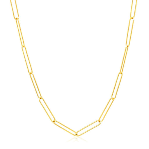 Bids.com 14k Yellow Gold Wire Paperclip Chain (2.7mm) Necklaces White Smoke 18 / Yellow Gold,24 / Yellow Gold