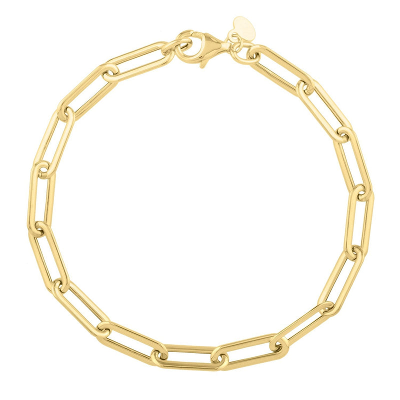 Bids.com 14k Yellow Gold Long Domed Paperclip Chain Bracelet (4.80 mm) Bracelets White Smoke 7.5 / Yellow Gold