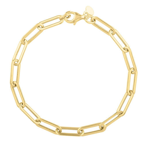 Bids.com 14k Yellow Gold Long Domed Paperclip Chain Bracelet (4.80 mm) Bracelets White Smoke 7.5 / Yellow Gold