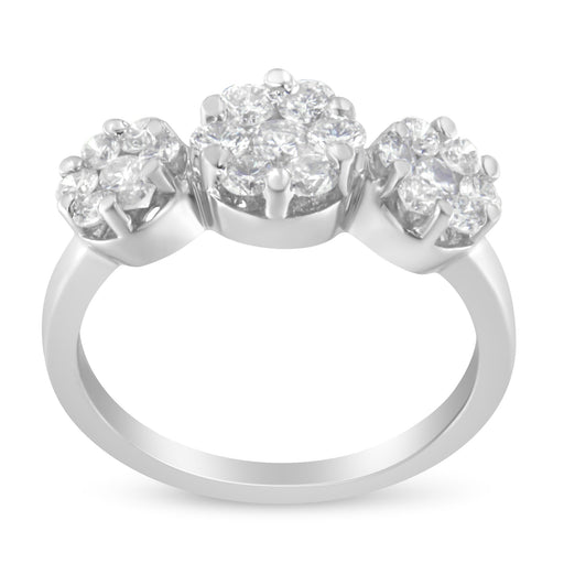 Bids.com 14K White Gold 1-1/4 Cttw Brilliant Cut Diamond Three Round Floral Clusters Engagement or Fashion Ring (H-I Color, SI2-I1 Clarity) - Size 6 Rings White Smoke 6.5 / White.Gold,6.25 / White.Gold,7 / White.Gold,6.75 / White.Gold,6 / White.Gold