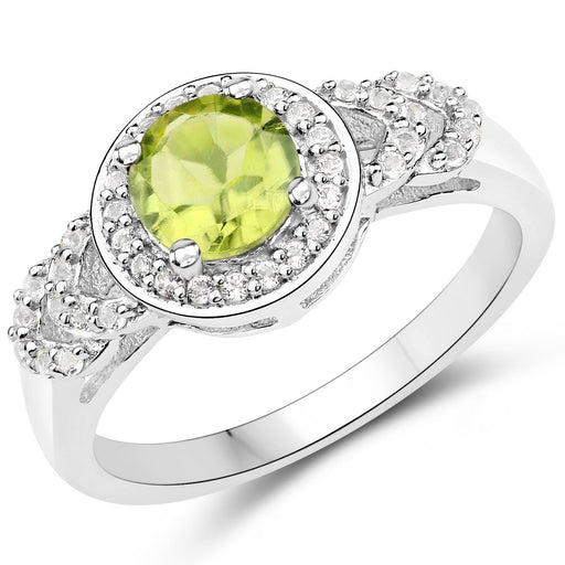 Bids.com 2.68 Carat Genuine Peridot and White Topaz .925 Sterling Silver Jewelry Set Jewelry Sets White Smoke size 5.00,size 6.00,size 7.00,size 8.00,size 9.00,size 10.00