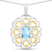 Bids.com 2.60 Carat Genuine Blue Topaz .925 Sterling Silver Pendant Pendants White Smoke size 18.00