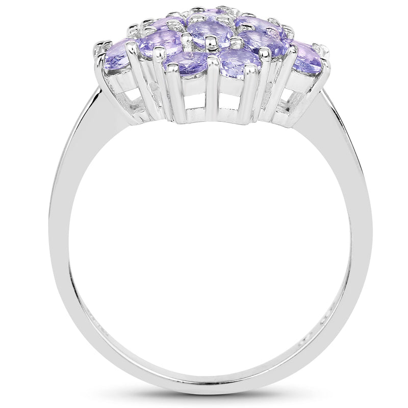 Bids.com 1.70 Carat Genuine Tanzanite .925 Sterling Silver Ring Rings White Smoke size 7.00,size 8.00,size 6.00,size 9.00,size 5.00