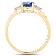 Bids.com 1.08 Carat Genuine Blue Sapphire and White Diamond 14K Yellow Gold Ring Rings White Smoke size 6.00,size 7.00,size 8.00