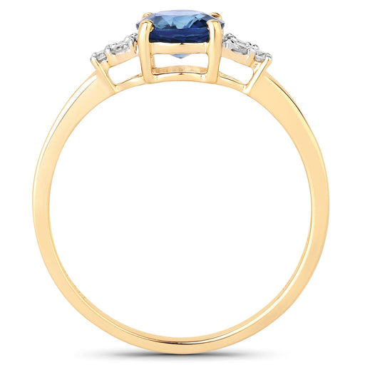 Bids.com 1.08 Carat Genuine Blue Sapphire and White Diamond 14K Yellow Gold Ring Rings White Smoke size 6.00,size 7.00,size 8.00