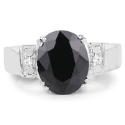 Bids.com 5.29 Carat Genuine Black Sapphire and White Topaz .925 Sterling Silver Ring Rings White Smoke size 7.00,size 6.00,size 8.00,size 6.50,size 9.00