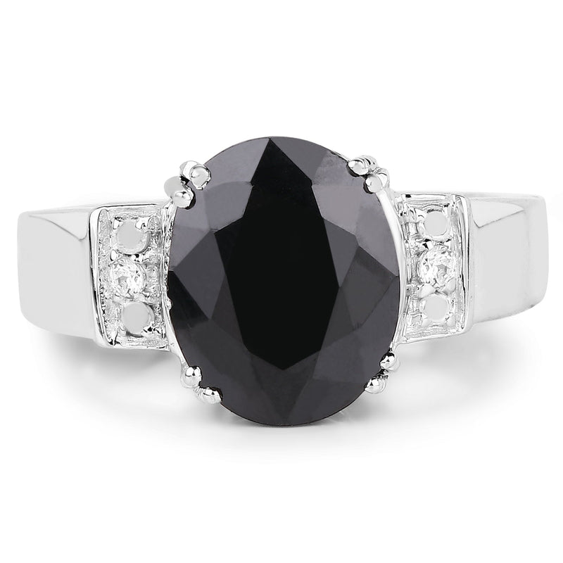 Bids.com 5.29 Carat Genuine Black Sapphire and White Topaz .925 Sterling Silver Ring Rings White Smoke size 7.00,size 6.00,size 8.00,size 6.50,size 9.00