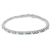 Bids.com 14K White Gold 4 5/8 Cttw Alternating White and Blue Diamond Martini Set Tennis Bracelet (H-I Color, I1-I2 Clarity) - 7" Inches Bracelets White Smoke White.Gold / 7