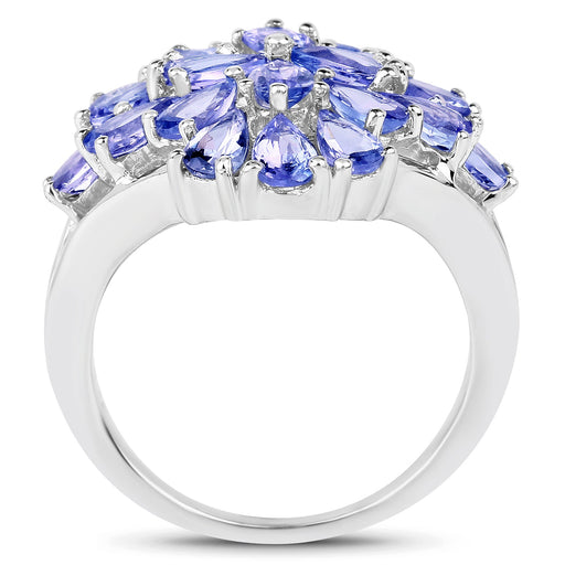 Bids.com 4.20 Carat Genuine Tanzanite .925 Sterling Silver Ring Rings White Smoke size 9.00,size 6.00,size 7.00,size 8.00,size 5.00