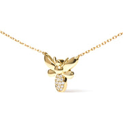 Bids.com 10K Yellow Gold Diamond Accented Bumble Bee Pendant 18" Inch Necklace (H-I Color, I1-I2 Clarity) Necklaces White Smoke Yellow.Gold / 18
