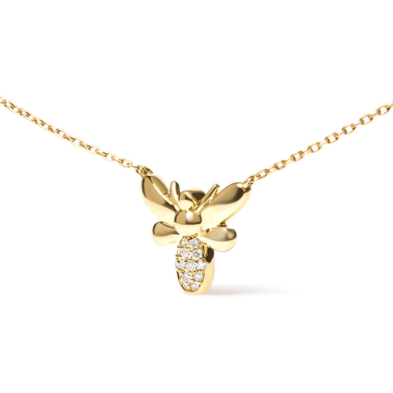 Bids.com 10K Yellow Gold Diamond Accented Bumble Bee Pendant 18" Inch Necklace (H-I Color, I1-I2 Clarity) Necklaces White Smoke Yellow.Gold / 18