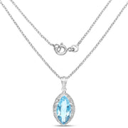 Bids.com 8.22 Carat Genuine Swiss Blue Topaz .925 Sterling Silver Pendant Pendants White Smoke