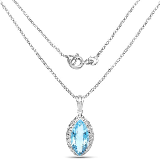 Bids.com 8.22 Carat Genuine Swiss Blue Topaz .925 Sterling Silver Pendant Pendants White Smoke