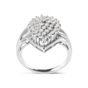 Bids.com 10K White Gold 1/2 Cttw Diamond Pear Shaped Cluster Ring (H-I Color, I1-I2 Clarity) - Ring Size 7 Rings White Smoke 7 / White.Gold
