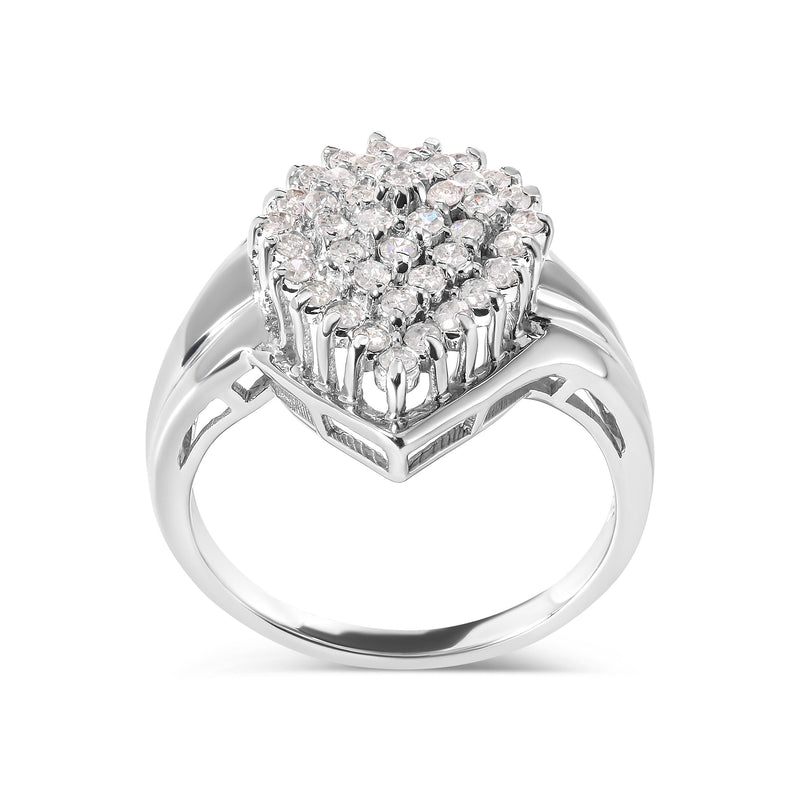 Bids.com 10K White Gold 1/2 Cttw Diamond Pear Shaped Cluster Ring (H-I Color, I1-I2 Clarity) - Ring Size 7 Rings White Smoke 7 / White.Gold
