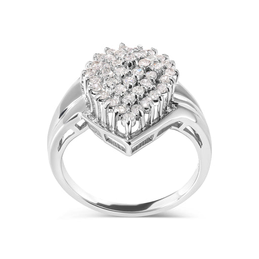 Bids.com 10K White Gold 1/2 Cttw Diamond Pear Shaped Cluster Ring (H-I Color, I1-I2 Clarity) - Ring Size 7 Rings White Smoke 7 / White.Gold