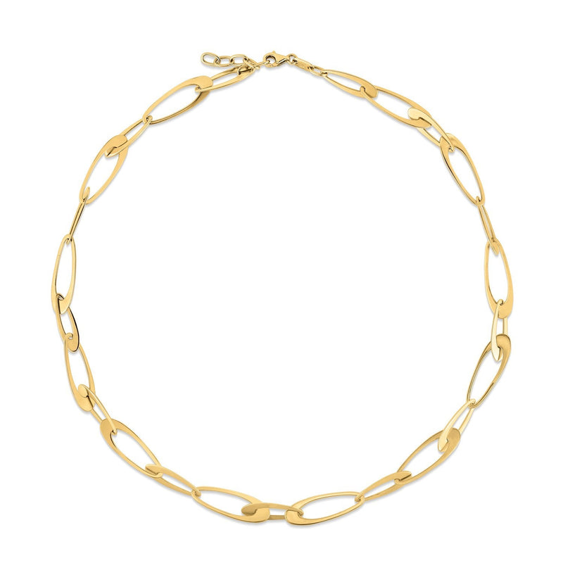 Bids.com 14K Yellow Gold Italian Oval Links Necklace Necklaces White Smoke 18 / Yellow Gold